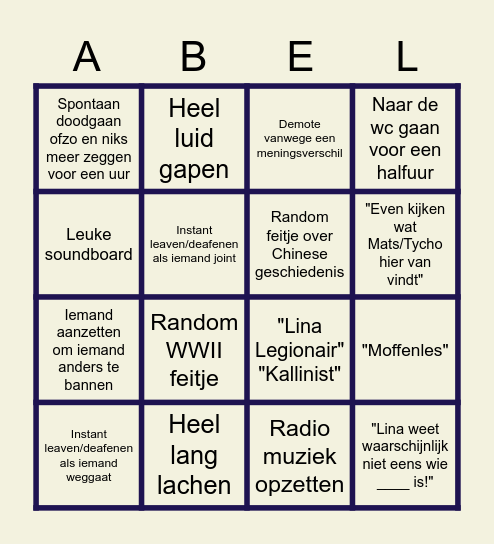 ABEL BINGO Card