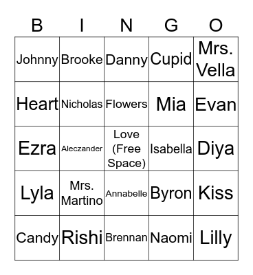 Valentine's Bingo Card