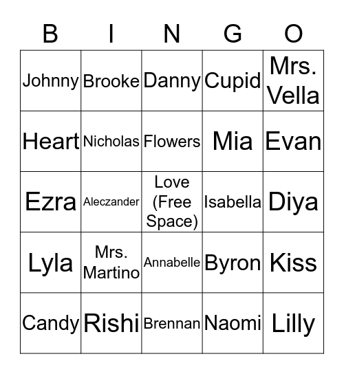 Valentine's Bingo Card