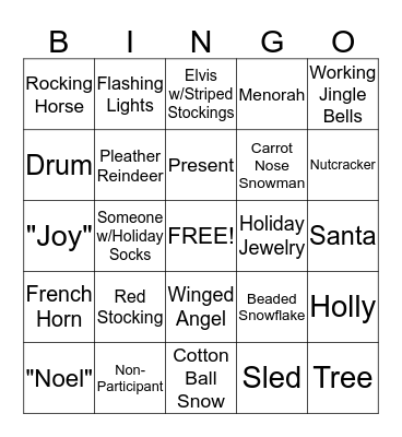 Sweater Bingo Card