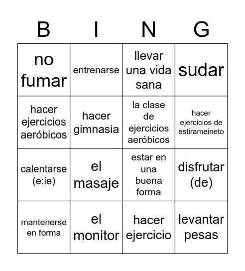 LECCIÓN 15 - VOCABULARIO Bingo Card