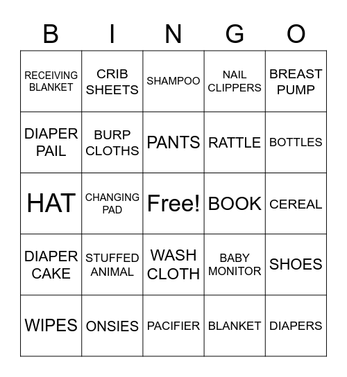 BABY SHOWER GIFTS Bingo Card