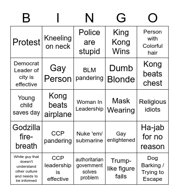 Godzilla vs Kong Bingo Card