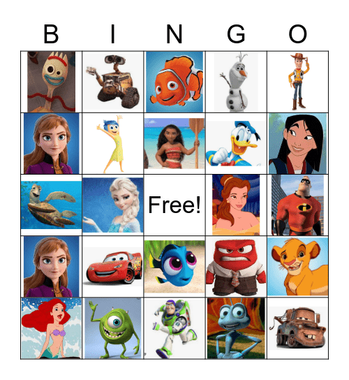 Disney-Pixar Bingo Card