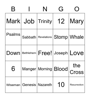 Bible Bingo Card