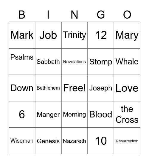 Bible Bingo Card