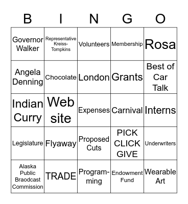 Love Your Radio Bingo Card