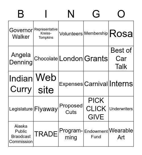 Love Your Radio Bingo Card