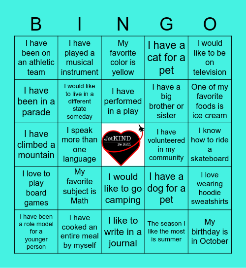 Getting to Know You Game One! Bingo Card