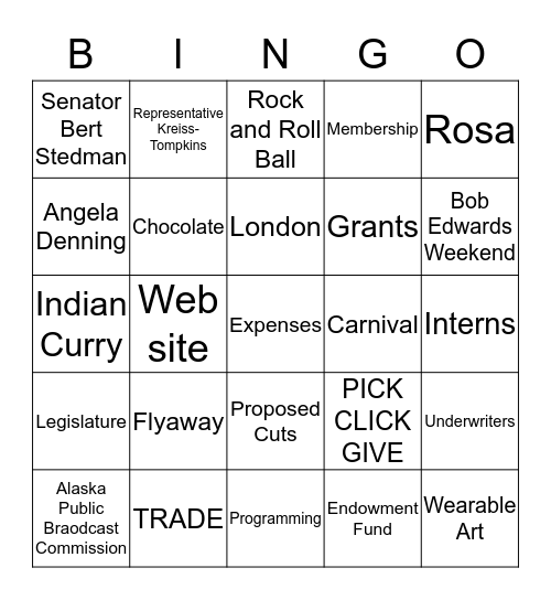 Love Your Radio Bingo Card