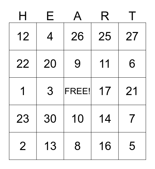 VALENTINES DAY Bingo Card