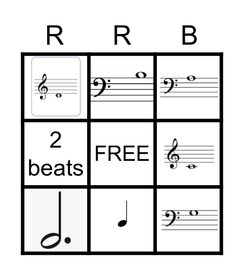 3rd Grade Music BINGO Card