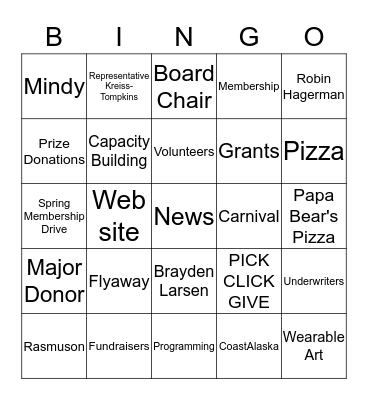 Love Your Radio Bingo Card