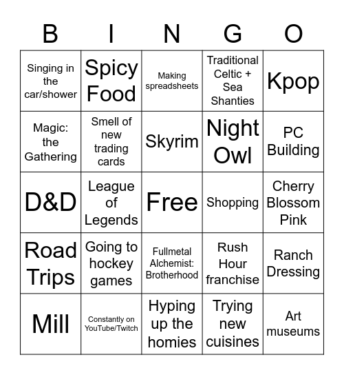 Blitz Bingo Card