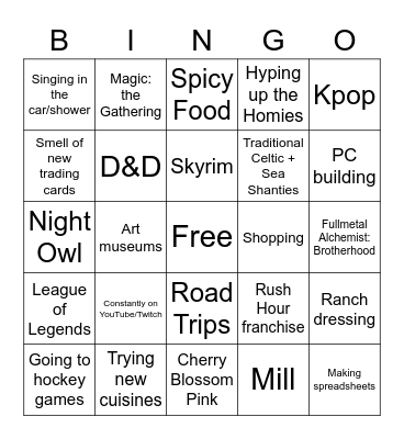 Blitz Bingo Card