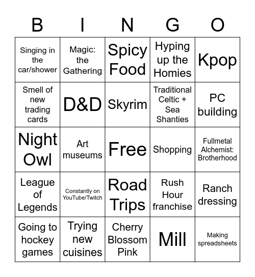 Blitz Bingo Card