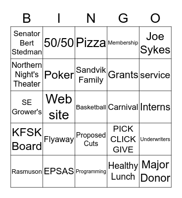Love Your Radio Bingo Card