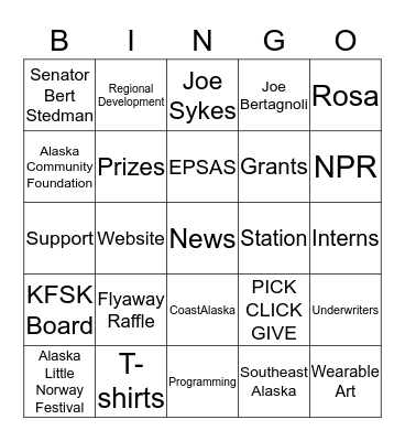 Love Your Radio Bingo Card