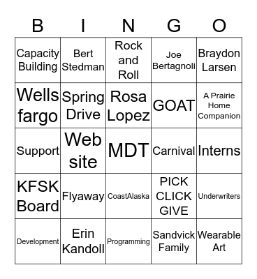 Love Your Radio Bingo Card