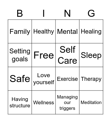 Wellness Bingo Card