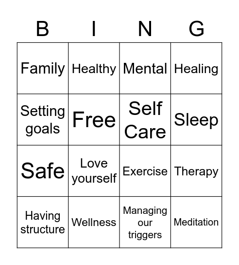 Wellness Bingo Card