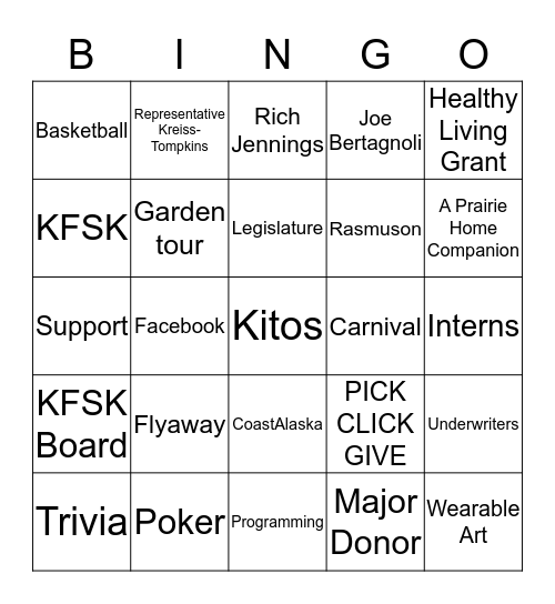 Love Your Radio Bingo Card