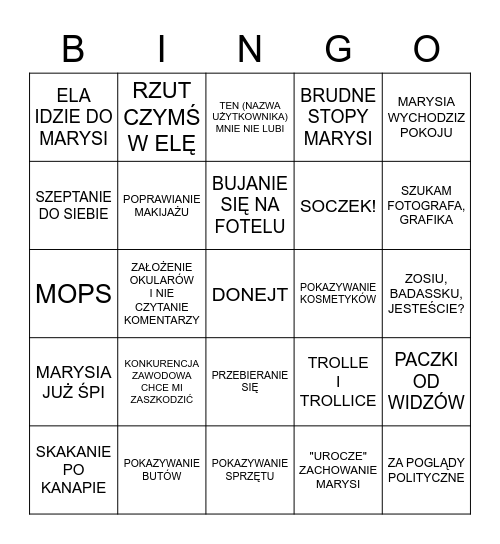 Bingo z Ceglarskiej Bingo Card