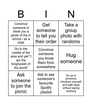 Fancy Picnic Bingo Card