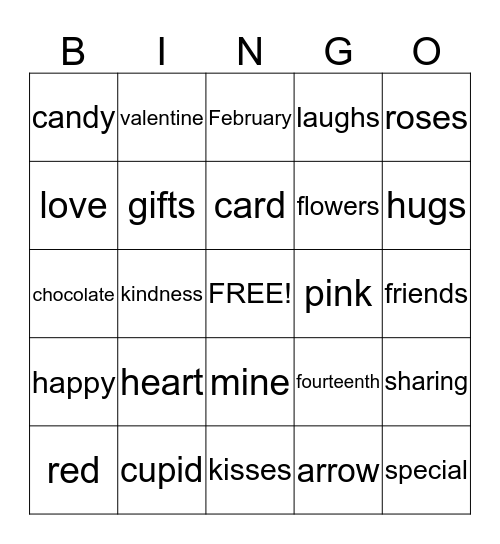 Valentine's Day Bingo Card