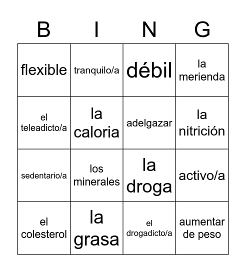 lección 15 vocabulario part 2 Bingo Card