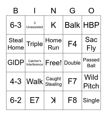 Baseball Bingo Card