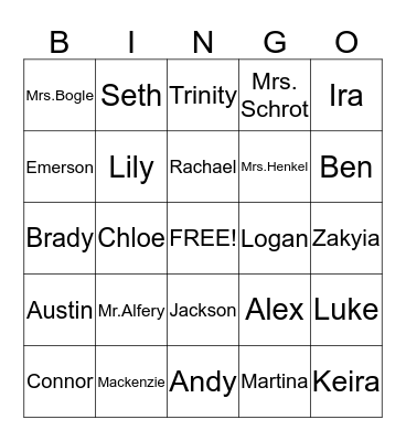 Valentine's Day Friend BINGO Card