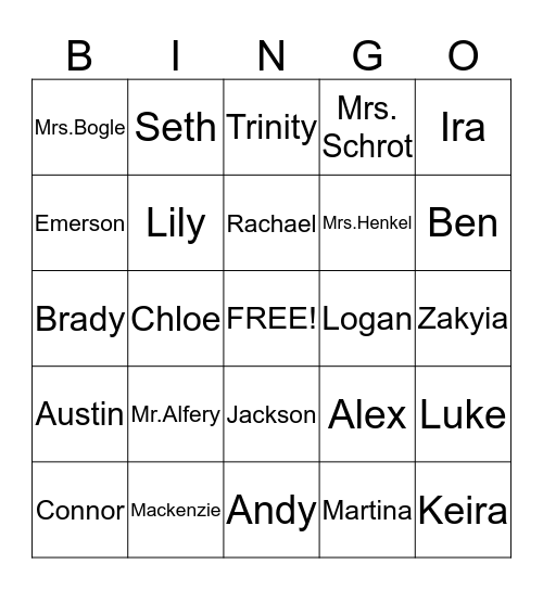 Valentine's Day Friend BINGO Card