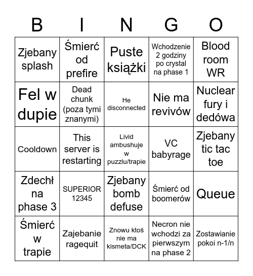 Moje genialne party na F7 (v2) Bingo Card