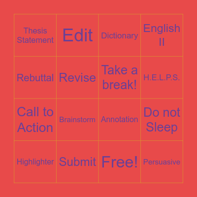 EOC Review Bingo Card