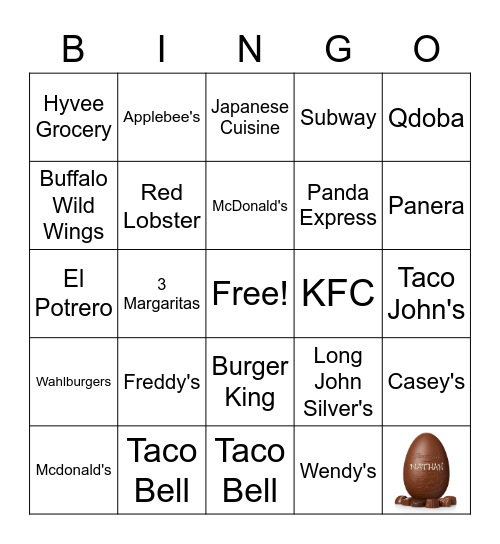 Nathan's DoorDash BINGO! Bingo Card
