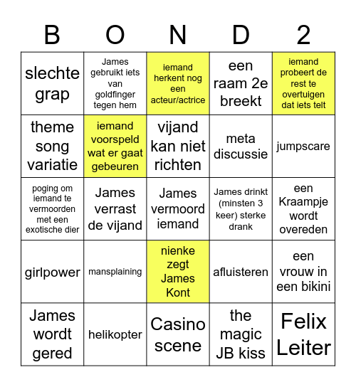 James bond bingo (nl) 2e Bingo Card