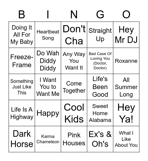 Mixed Up Music Bingo Card