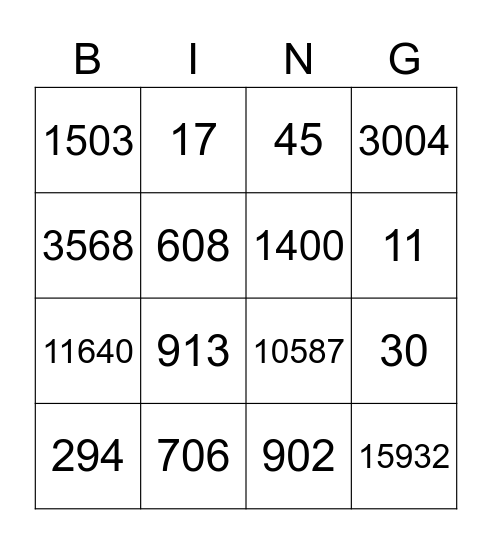 K1 Ch5 Sino Numbers Bingo Card