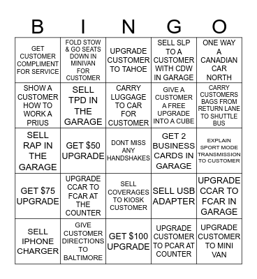 BWI Bingo Card