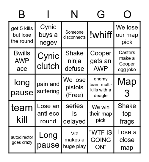 Triumph CS:GO Bingo Card