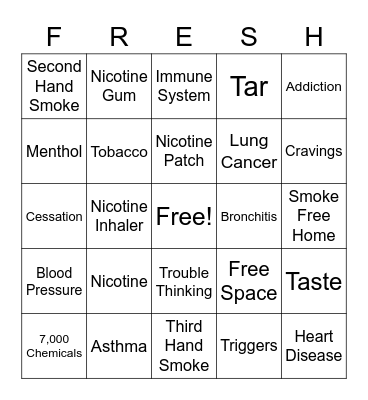 COME BINGO WITH F.R.E.S.H. Bingo Card