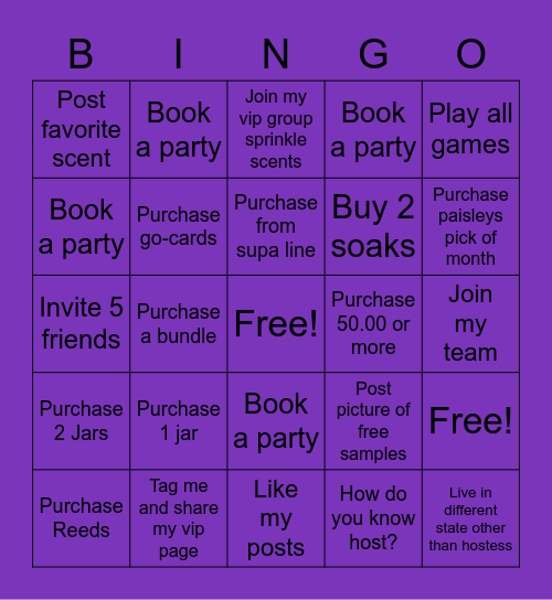Sprinkle Scents Bingo Board Bingo Card