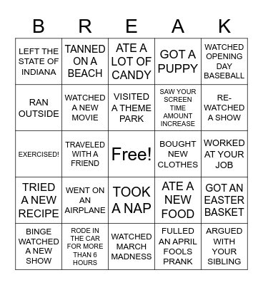 POST BREAK BINGO Card