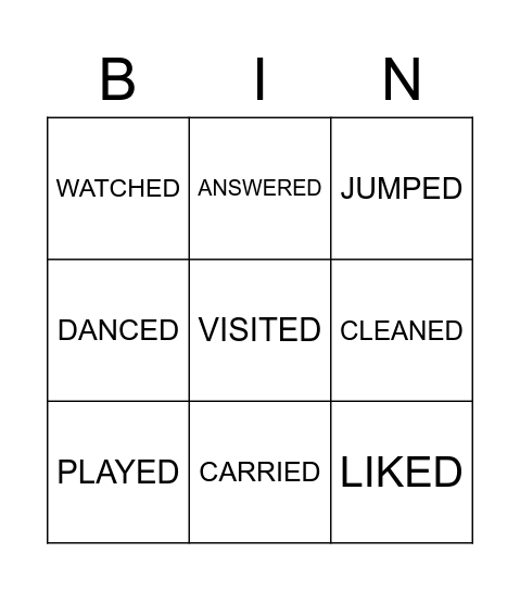 BINGO: REGULAR VERBS :D Bingo Card
