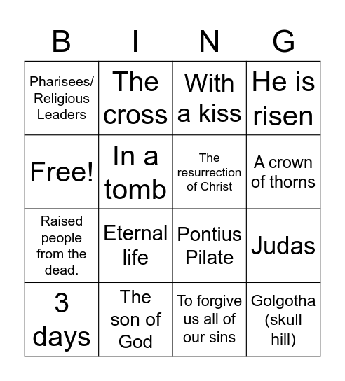 Easter Bingo Card