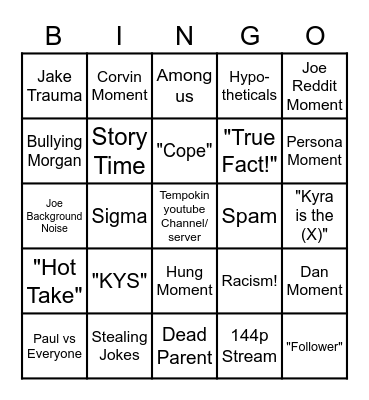 Diner Bingo Night Bingo Card
