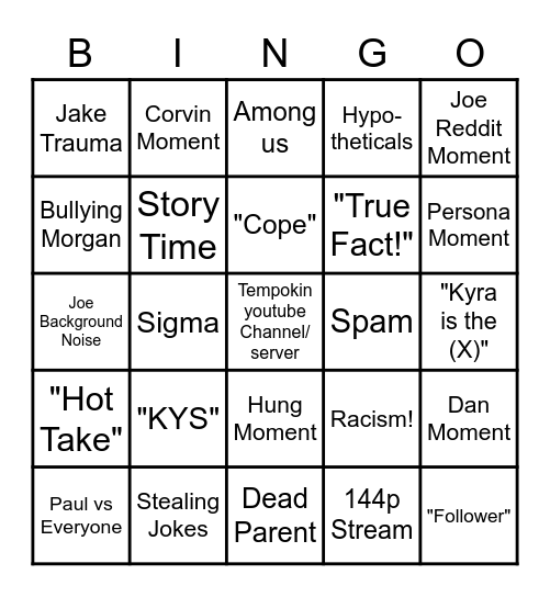 Diner Bingo Night Bingo Card