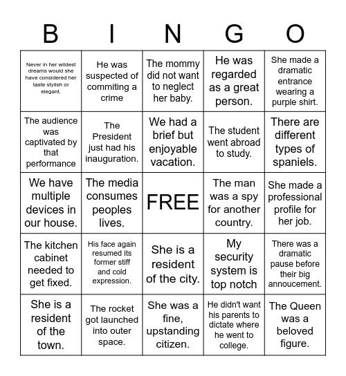 "Wackiest White House Pets" Bingo Card