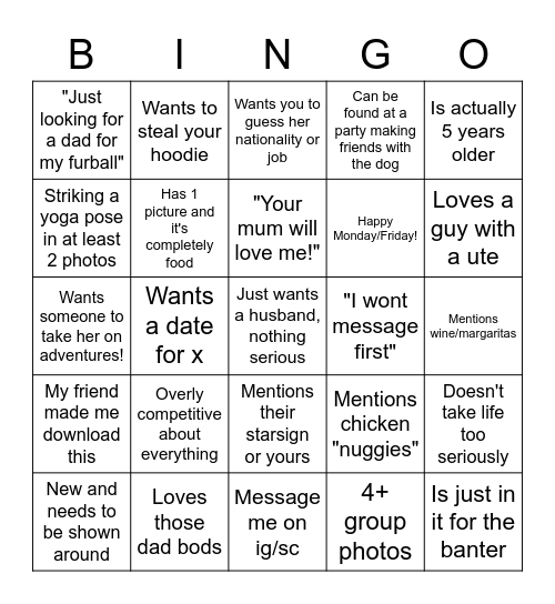 Basic B Hinge Girls Bingo Card